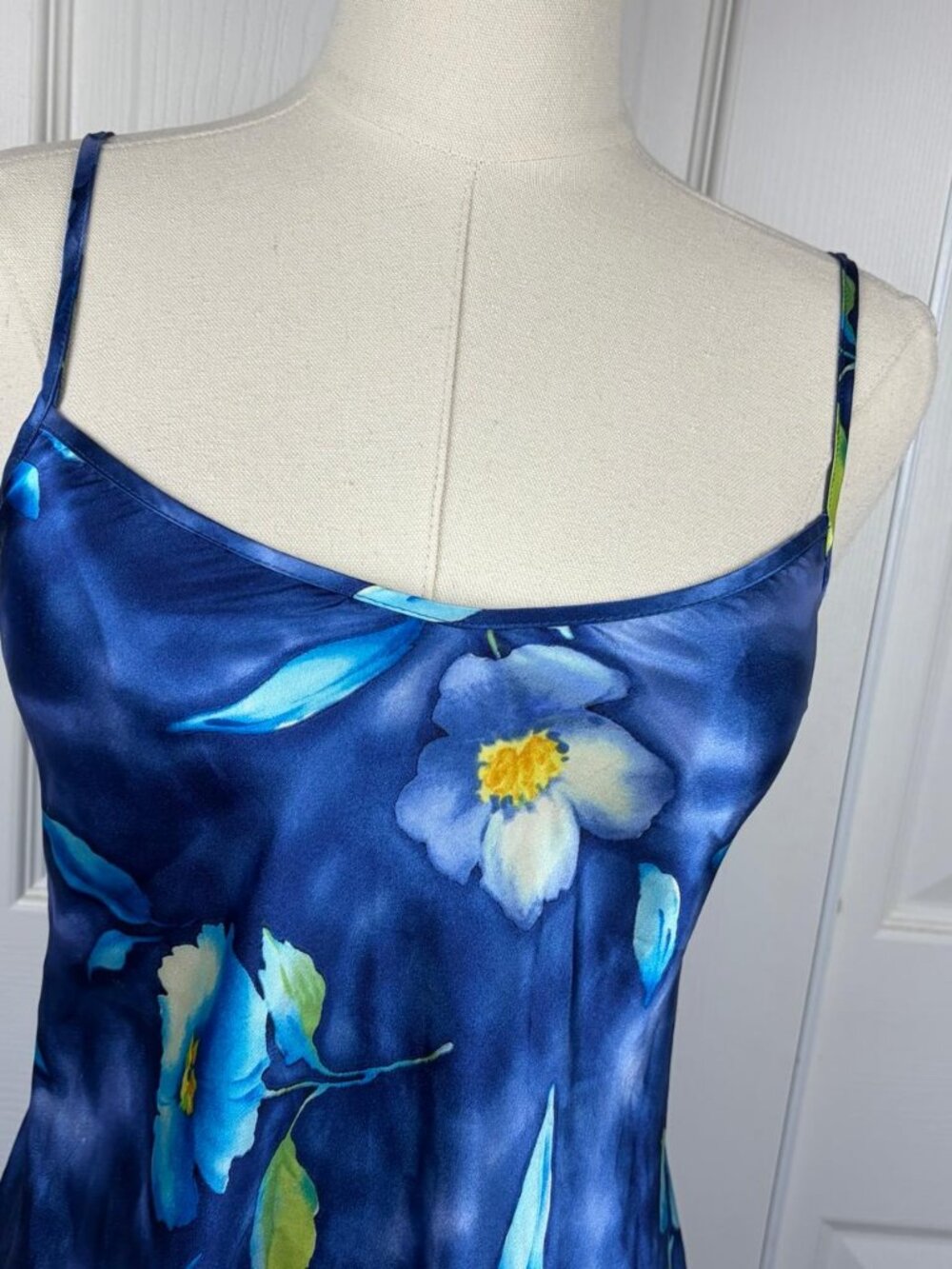 floral satin mini slip dress